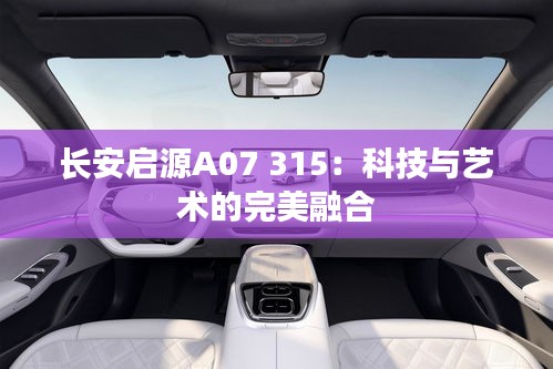 長(zhǎng)安啟源A07 315：科技與藝術(shù)的完美融合
