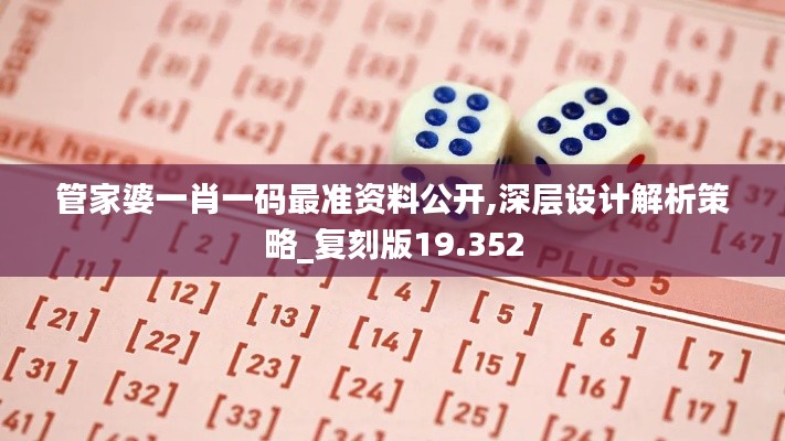 管家婆一肖一碼最準資料公開,深層設計解析策略_復刻版19.352