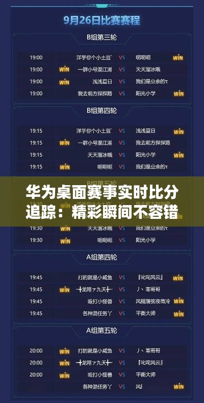 華為桌面賽事實時比分追蹤:精彩瞬間不容錯過