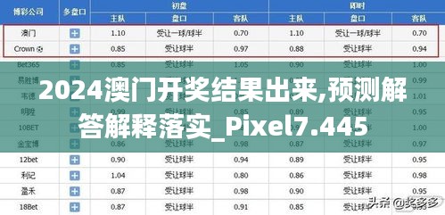 2024澳門開獎結(jié)果出來,預(yù)測解答解釋落實_Pixel7.445