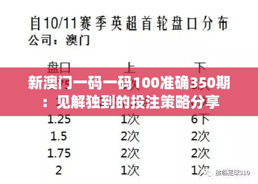新澳門一碼一碼100準(zhǔn)確350期:見解獨到的投注策略分享