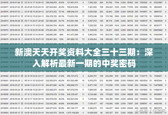 新澳天天開獎(jiǎng)資料大全三十三期：深入解析最新一期的中獎(jiǎng)密碼