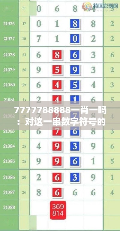 7777788888一肖一嗎：對這一串數(shù)字符號的深度解讀