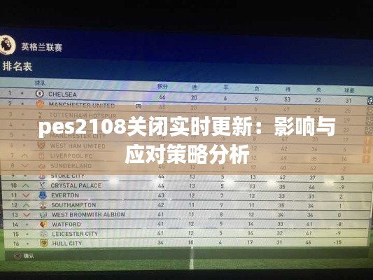 pes2108關(guān)閉實時更新：影響與應(yīng)對策略分析