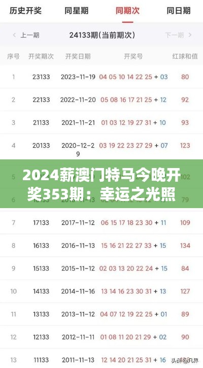 2024薪澳門特馬今晚開獎(jiǎng)353期：幸運(yùn)之光照亮