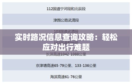 實時路況信息查詢攻略：輕松應(yīng)對出行難題