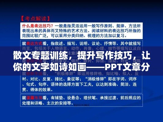 散文專題訓(xùn)練，提升寫作技巧，讓你的文字如詩(shī)如畫——PPT文章分享