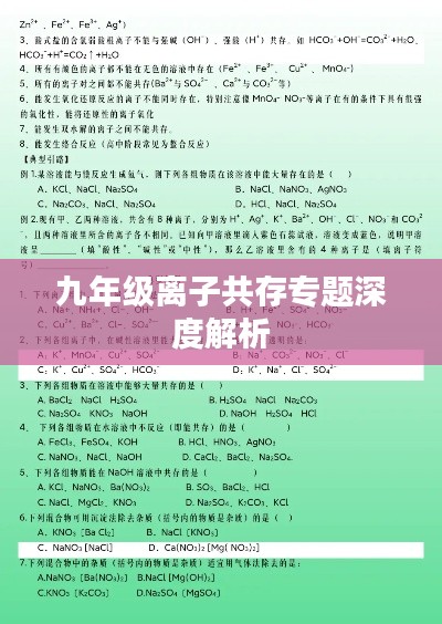 九年級離子共存專題深度解析