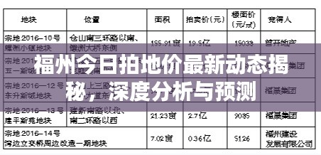 福州今日拍地價(jià)最新動態(tài)揭秘，深度分析與預(yù)測