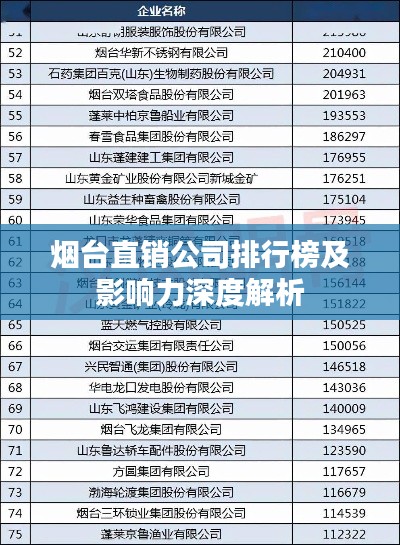 煙臺直銷公司排行榜及影響力深度解析