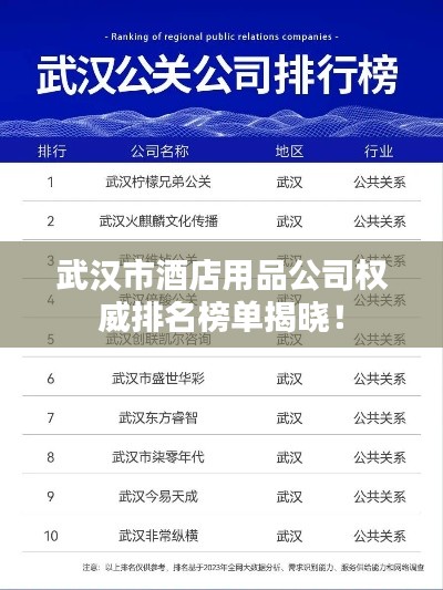 武漢市酒店用品公司權(quán)威排名榜單揭曉！
