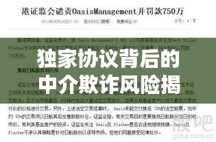 獨家協(xié)議背后的中介欺詐風險揭秘，如何警惕與應(yīng)對？