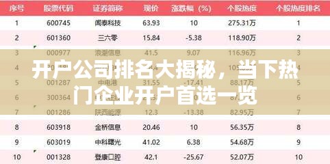 開戶公司排名大揭秘，當(dāng)下熱門企業(yè)開戶首選一覽