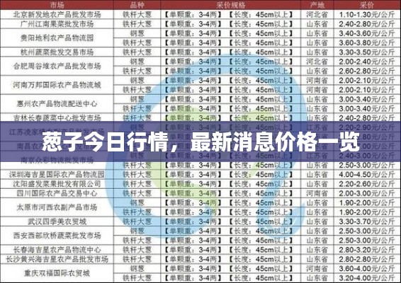 蔥子今日行情，最新消息價(jià)格一覽