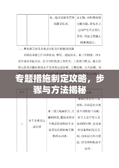 專題措施制定攻略，步驟與方法揭秘