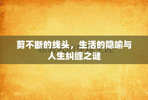 剪不斷的線頭，生活的隱喻與人生糾纏之謎