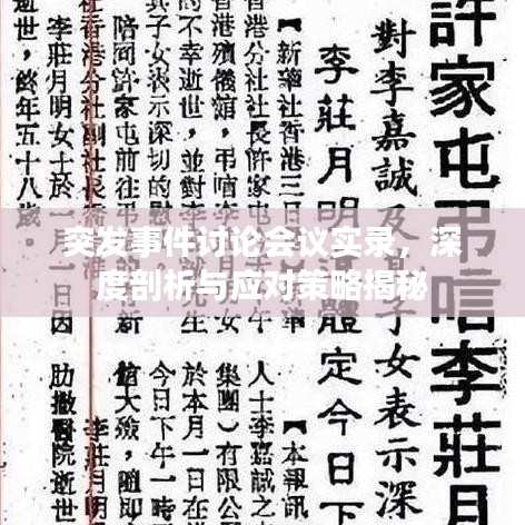 突發(fā)事件討論會(huì)議實(shí)錄，深度剖析與應(yīng)對(duì)策略揭秘