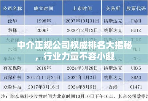 中介正規(guī)公司權(quán)威排名大揭秘，行業(yè)力量不容小覷