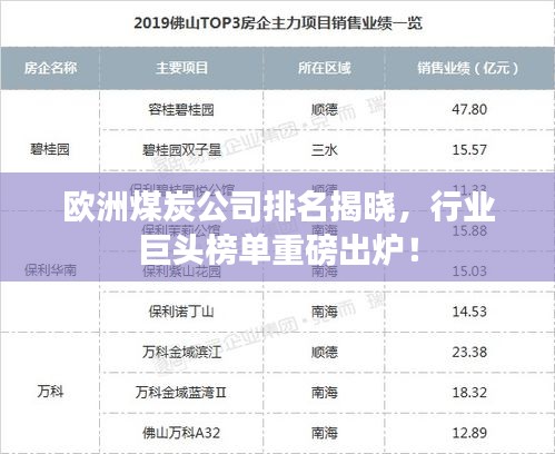 歐洲煤炭公司排名揭曉，行業(yè)巨頭榜單重磅出爐！