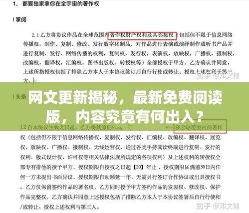 網文更新揭秘，最新免費閱讀版，內容究竟有何出入？